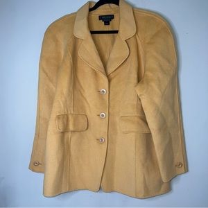 St. John Mustard Yellow Angora Wool Blend Button Up Blazer